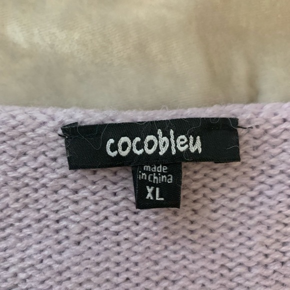 Coco Bleu purple v-neck sweater with hearts 💜 size XL EUC - Picture 4 of 7